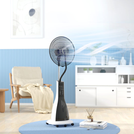 Pedestal Fan with Water Mist Spray, Spray Misting Fan with 75° Oscillation, 3L Water Tank, Wheels, for Home, 125 cm