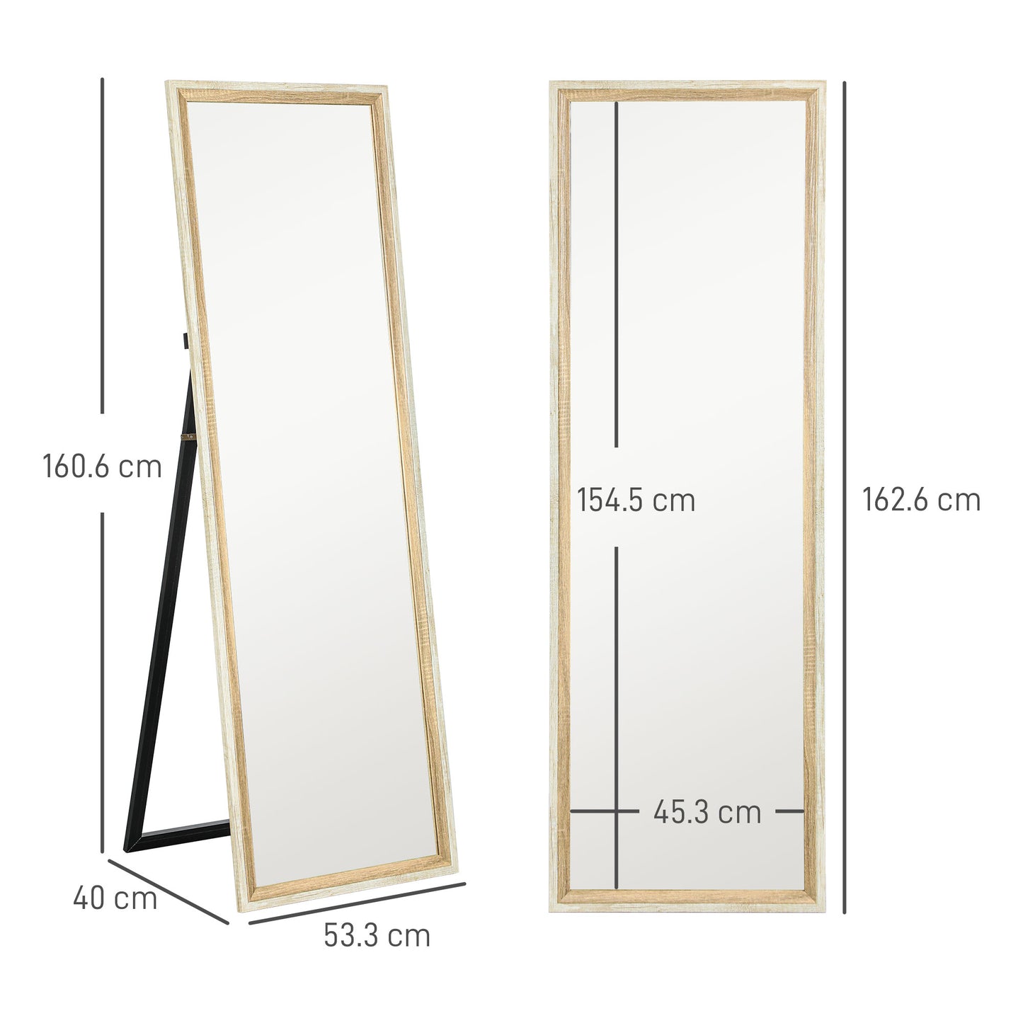162.6 cm Two-Tone Full Length Mirror - White/Oak-Tone