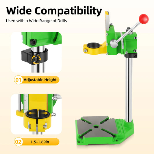 Adjustable Bench Drill Stand, 90° Angle Drill Press Stand for Hand Drill, 38-43Mm Clamp Bench Clamp Drill Holder
