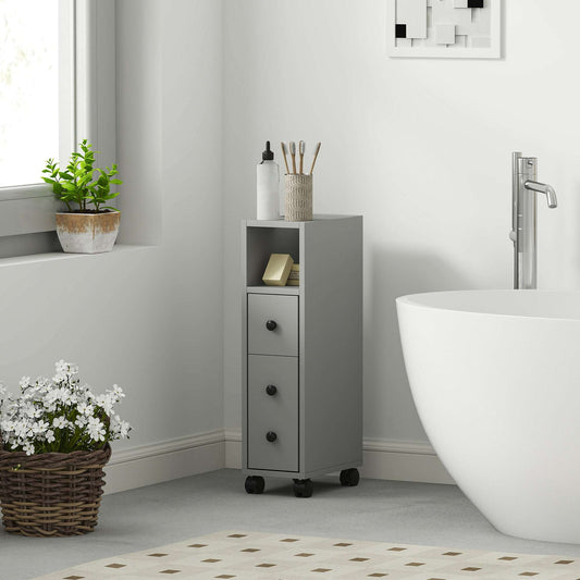 Kleankin Slimline Bathroom Storage Cabinet - Grey
