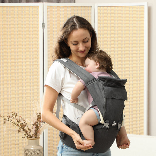 AIYAPLAY 6 in 1 Baby Carrier Sling Newborn to Toddler with Removable Seat for 0-36 Months, Up to 15kg, Grey