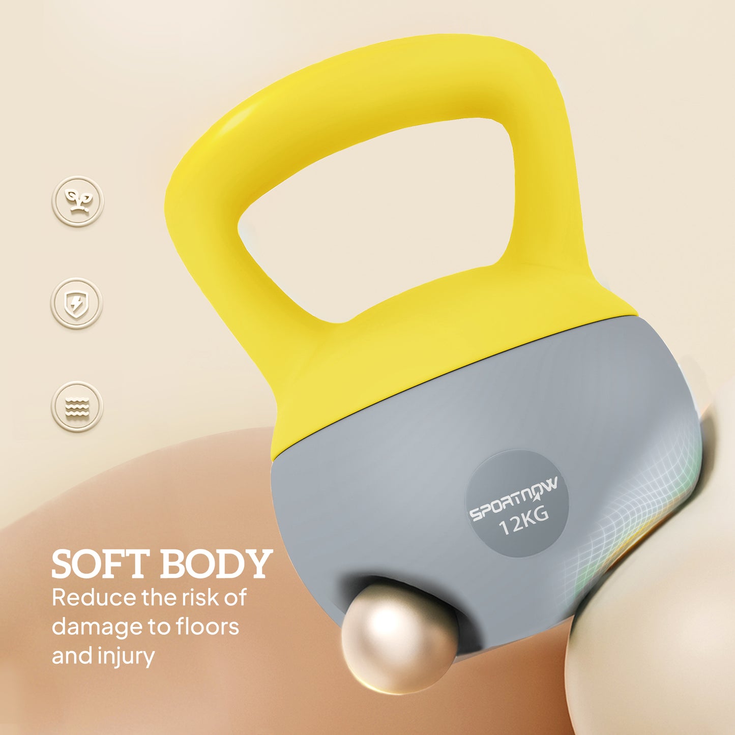 12KG Soft Kettlebell, Kettlebell with Non-Slip Handle for Home Gym, Weight Lifting, Strength Training, 4 Colours Available