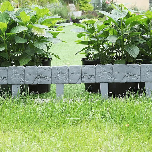 Garden Fence Imitation Stone Plant Support Stake Outdoor Edging Decorative Border DIY Lawn Yard Landscape Plant Fence