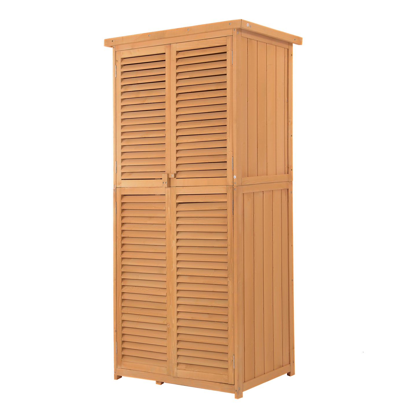 87 x 47 x 160cm Wooden Garden Storage Shed, Sheds & Outdoor Storage with Asphalt Roof & 2 Large Wood Doors with Lock, Natural