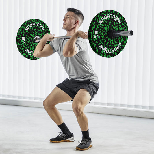 Olympic Weight Plates Set, Solid Rubber Bumper Plates Weights Discs with 2"/5cm Holes, for Weight Lifting Strength Training, 2 x 10kg