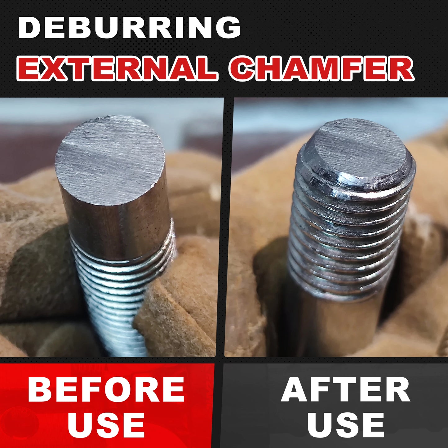 EZARC Tungsten Carbide Deburring Chamfer Tool External Rotary Deburring 1/4 Inch Hex Shank Remove Burr Repair Tools for Damaged Metal Steel Screws