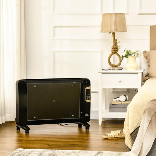 Mica Electric Space Heater, Portable Heater for Home With 2 Heat Settings, living room, study, garage, Adjustable Temperature 15-40°C, 1000W/2000W, Black