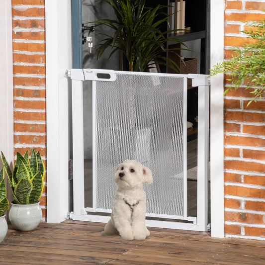 Pressure Fit Safety For Doors Hallways And Stairs Pet Barrier Dog Gate With Auto Close Double Locking Openings 75-82 cm