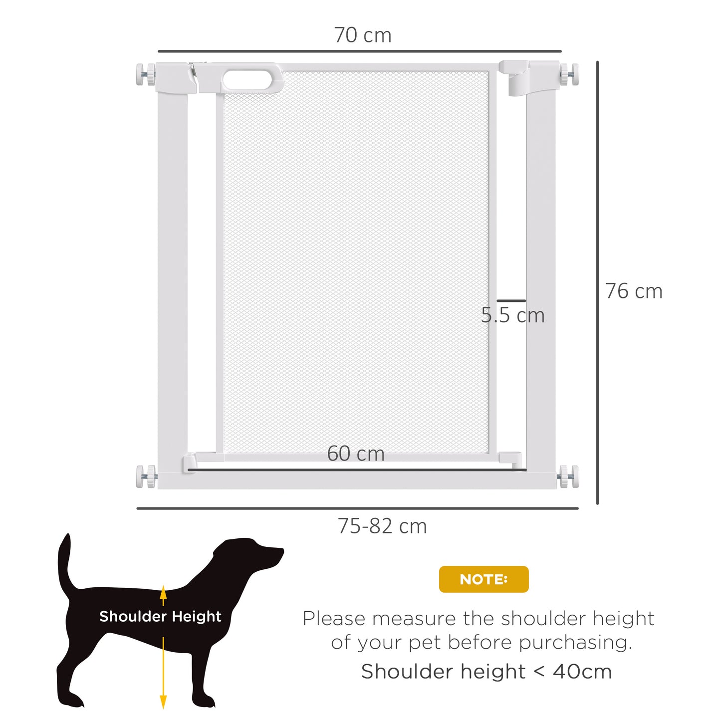 Pressure Fit Safety For Doors Hallways And Stairs Pet Barrier Dog Gate With Auto Close Double Locking Openings 75-82 cm