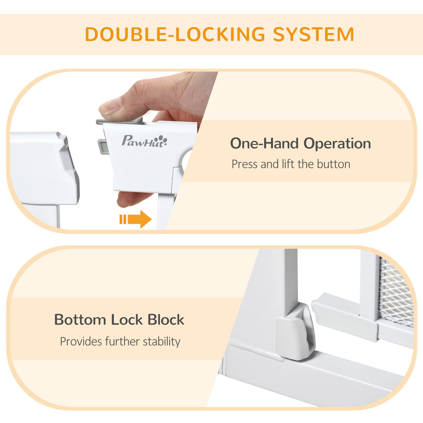 Pressure Fit Safety For Doors Hallways And Stairs Pet Barrier Dog Gate With Auto Close Double Locking Openings 75-82 cm