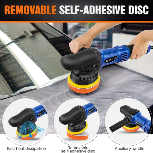 5000W Dual Action Car Polisher, Random Orbital Polishing Car Buffer, 6 Variable Speeds For Car Detailing & Cleaning
