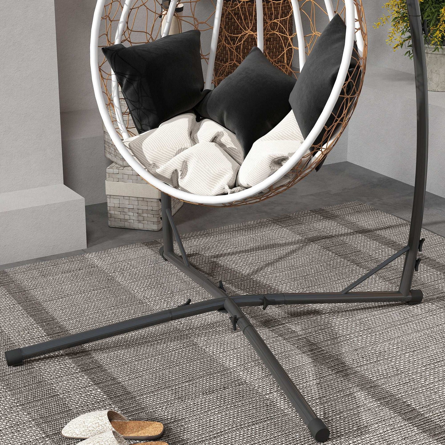 Hammock Chair Stand Only, Hanging Chair Stand with X-Shape Base, Heavy Duty Steel Single Hammock Egg Swing Frame for Indoor Outdoor