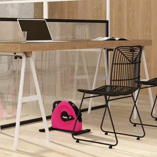 SPORTNOW Mini Exercise Bike, Portable Under Desk Pedal Exerciser with LCD Display for Legs and Arms Rehabilitation and Therapy, Red