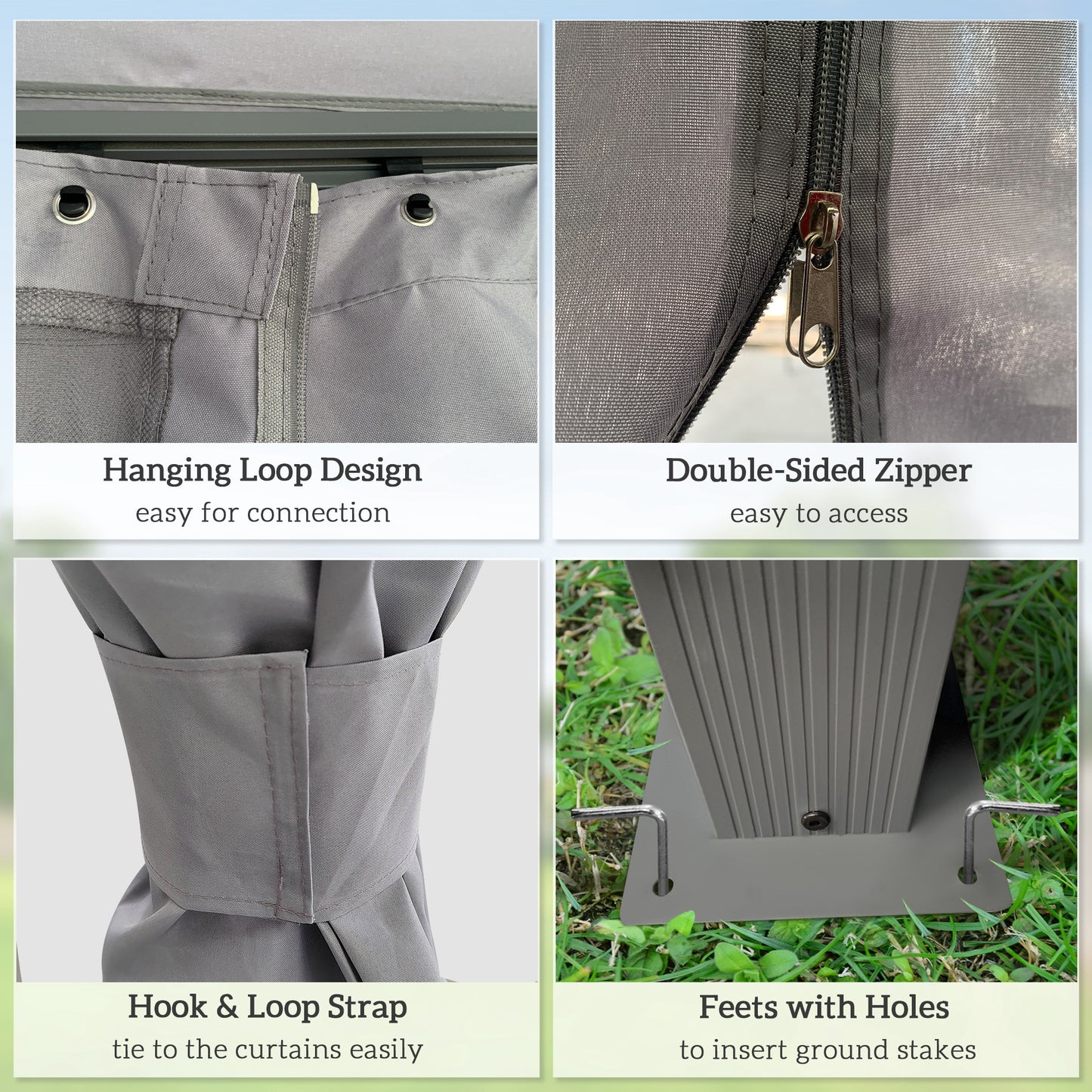 Outsunny 4 x 3(m) Patio Gazebo Canopy, with Vented Roof, Netting, Curtains, Aluminium Frame, Grey