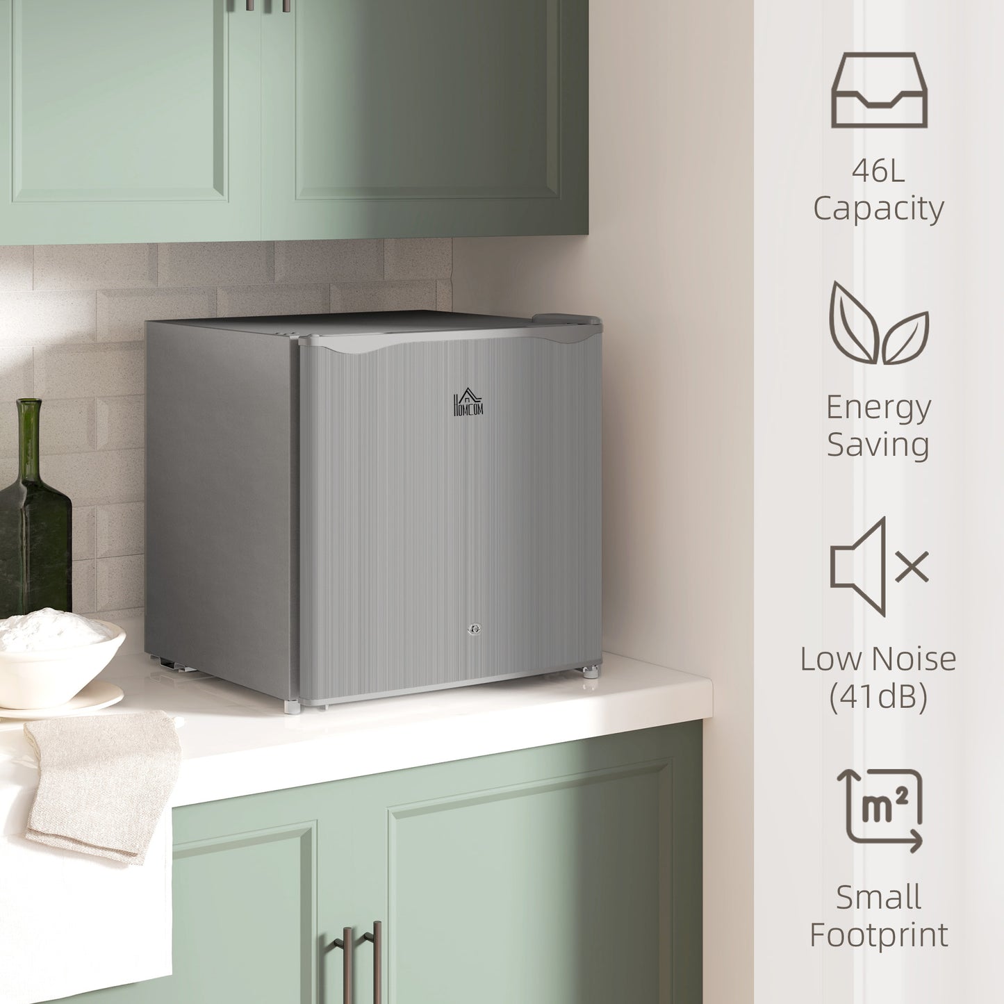 46 Litre Lockable Countertop Fridge - Grey