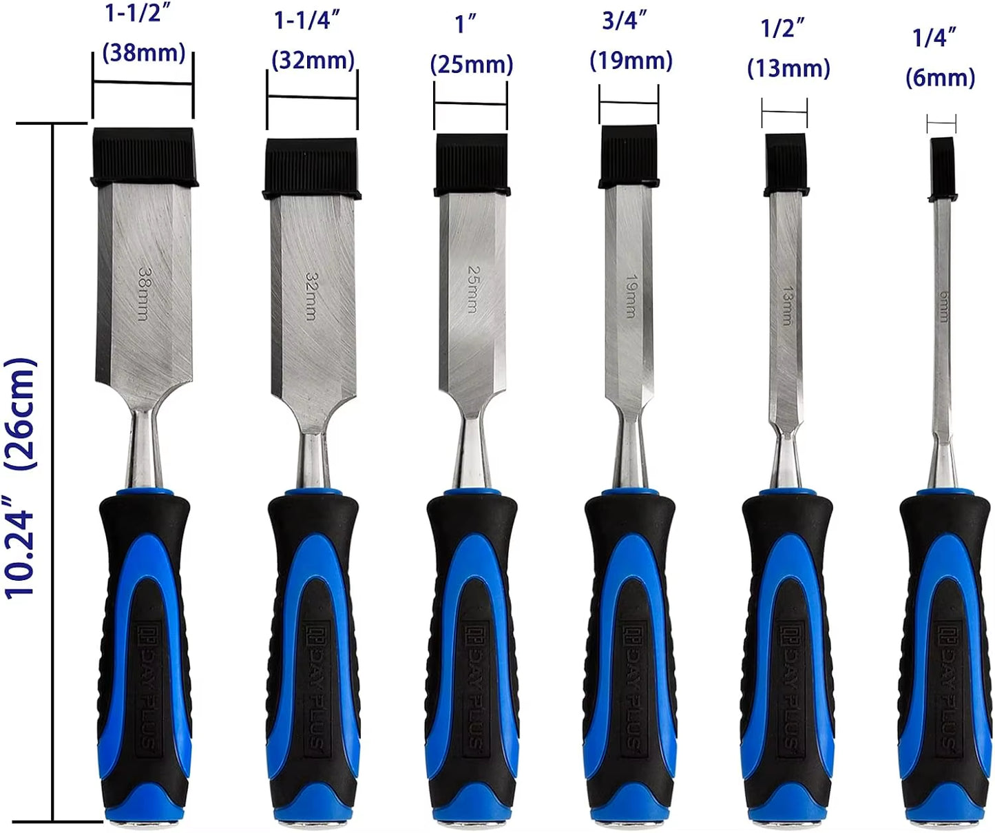 10-Piece Wood Chisel Set, Bevel Edge Wood Carving Chisel,Soft Grip with Strike Cap Set for Woodworking with Honing Guide