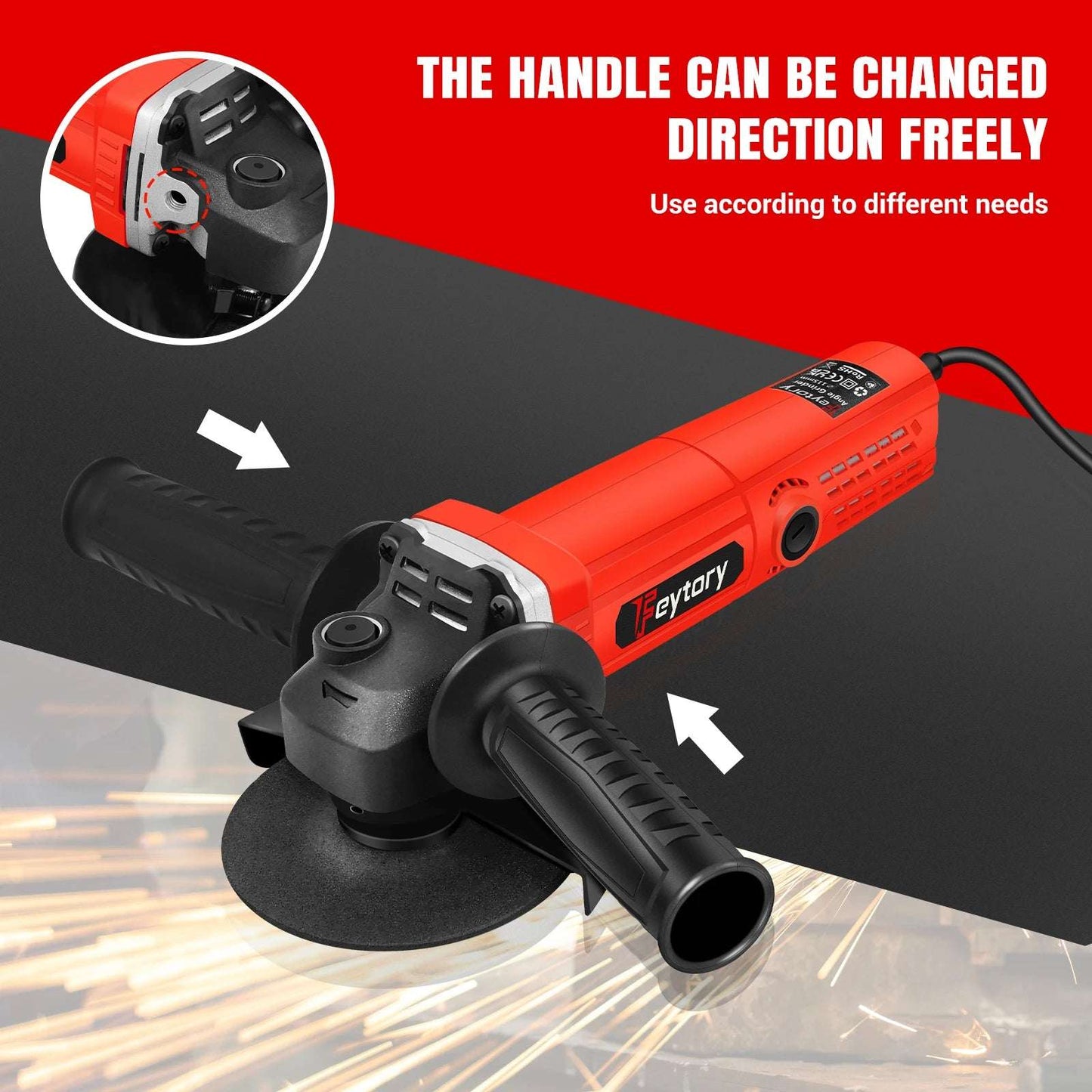 5000W Electric Corded Angle Grinder Grinding Sander Tool For Metal Tile Cutting & Polishing M14 12000RPM