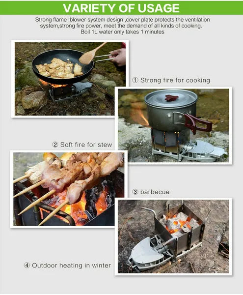BRS 6000W Outdoor Wood Wood Burning Foldable Firewood Furnace Charcoal Cooker BBQ Electronic Blower