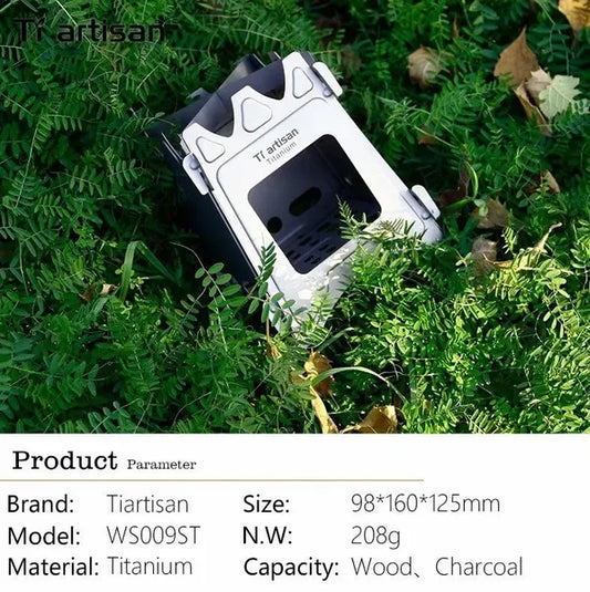 Tiartisan Ultralight Titanium Wood Outdoor Camping Stove Multi-fuel Stove Alcohol Barbecue Picnic Stove