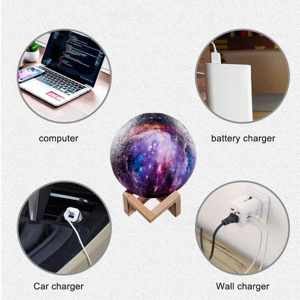 LED Galaxy Moon Lamp Moon Night Light Kids Night Light 16 Colour Change Touch and Remote Control Galaxy Light