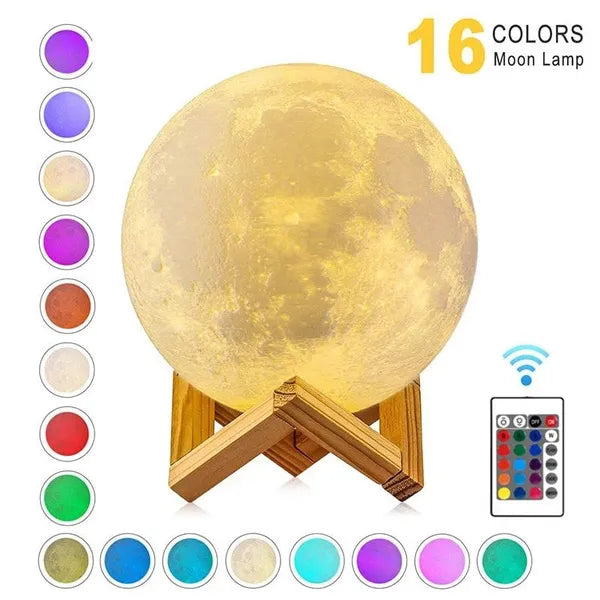 LED Galaxy Moon Lamp Moon Night Light Kids Night Light 16 Colour Change Touch and Remote Control Galaxy Light