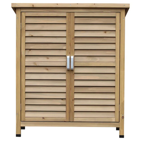 Outdoor Garden Storage Unit Solid Fir Wood Garage Organisation Sturdy Cabinet