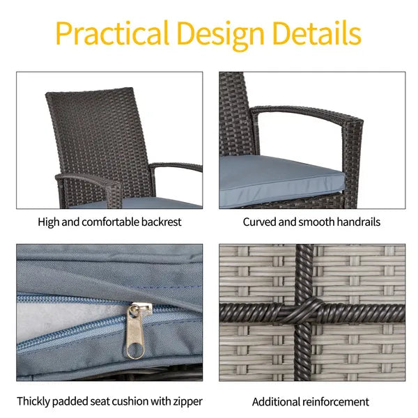 Outsunny Pe Rattan Outdoor Garden Rocking Chair W/ Cushion Grey