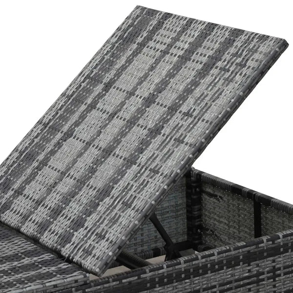 Outsunny Adjustable Rattan Sun Lounger Garden Furniture Recliner Bed Chair Reclining Patio Wicker Grey