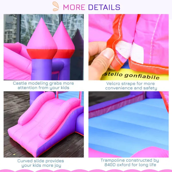 2 In 1 Kids Bounce Castle House Inflatable Trampoline Slide With Inflator For Kids Age 3-12 Multi-Colour 3.5 X 2.5 X 2.7M