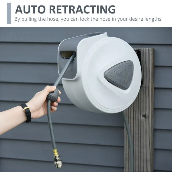 DURHAND Retractable Air Hose Pipe Reel Auto Self-Winding Wall Mounted 1/4" 10m+90cm