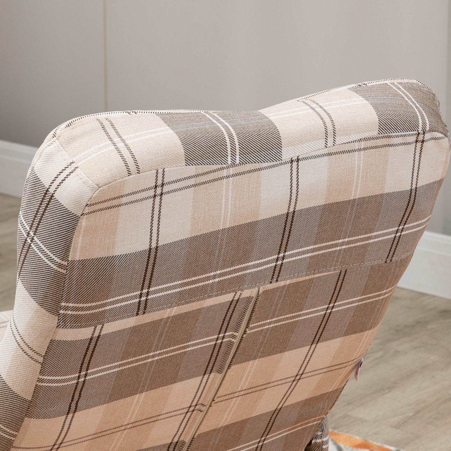 Linen Swivel Recliner Chair with Footstool, Wooden Base and Storage for Living Room, Multicolour