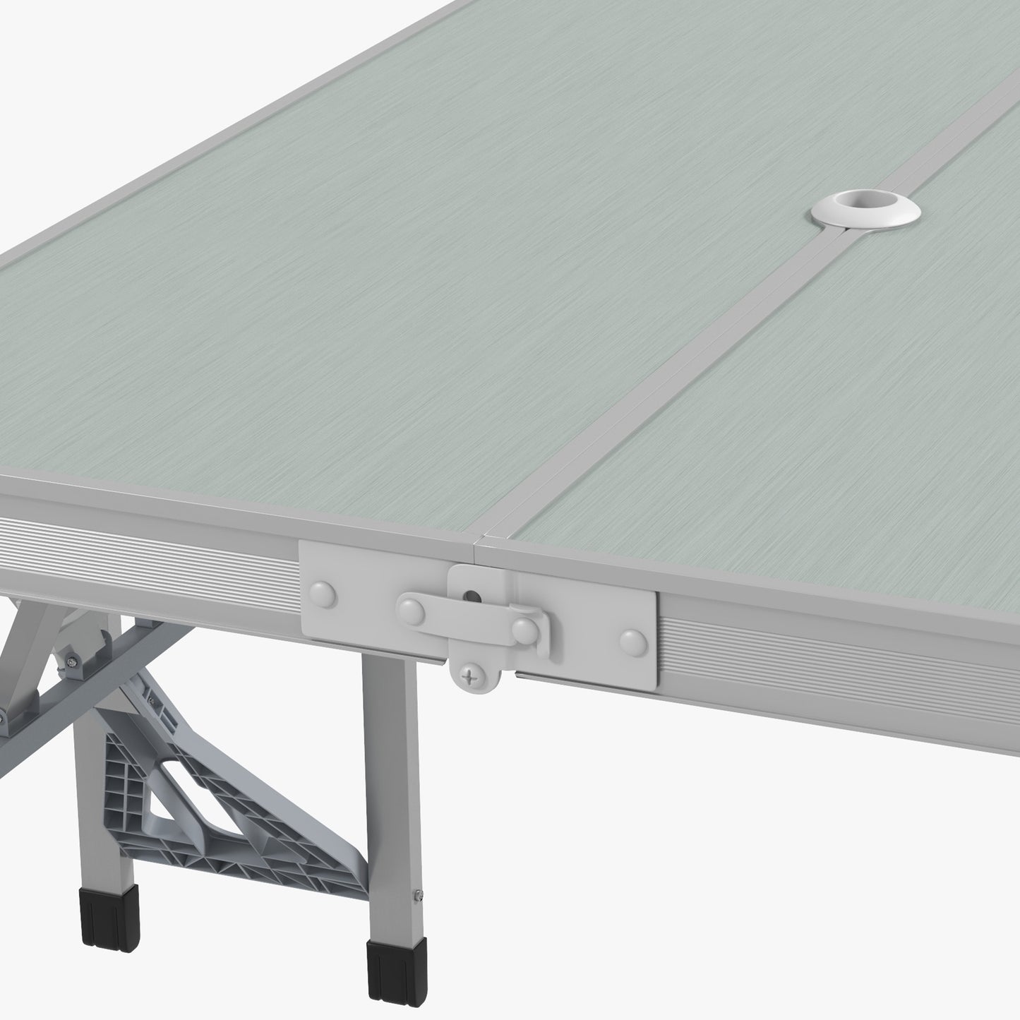 Outsunny Folding Picnic Camping Table with 4 Seats and Umbrella Hole - Grey