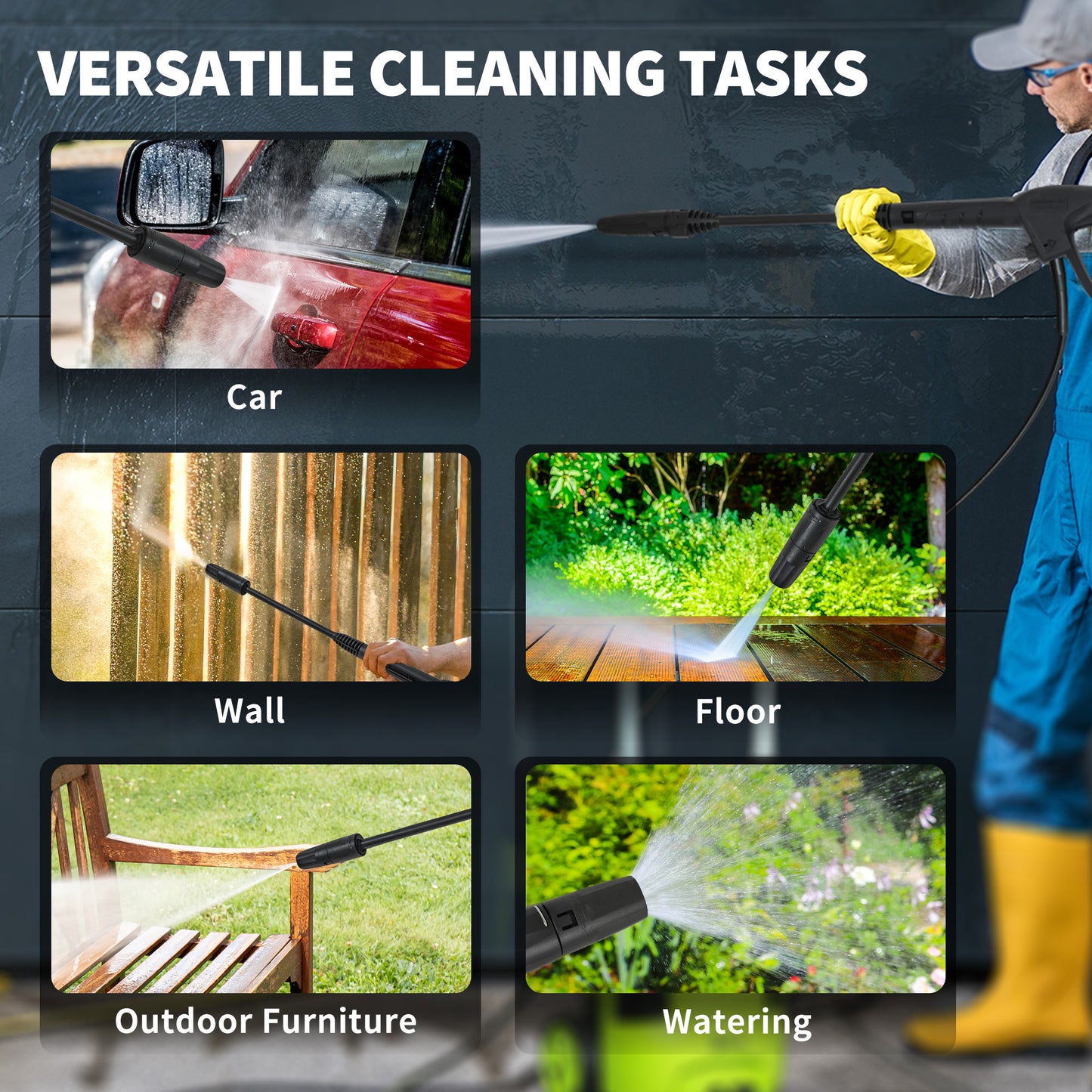 Outsunny 2200W High Pressure Washer, 170 Bar Pressure, 420 L/h Flow, Portable Electric Power Washer Jet Wash Cleaner with Adjustable Nozzle 6M Hose and Hose Reel for Home Patio Car Driveway