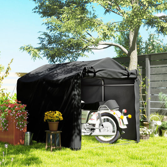 2.2 x 1.6 m Garden Storage Tent, Waterproof Anti-UV Bike Tent with Roll-up Zipper Door, Galvanised Outdoor Storage Shelter Carport for Bike