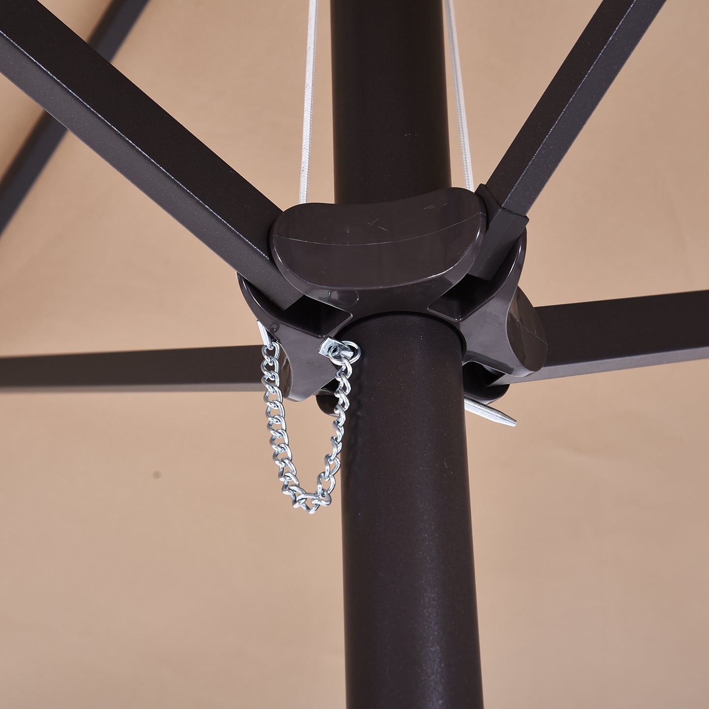 Outsunny 4.6m Garden Parasol Double-Sided Sun Umbrella Patio Market Shelter Canopy Shade with Umbrella Stand, Tan