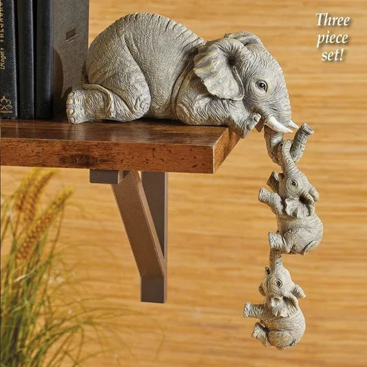 3pcs/set Hanging Painted Table Decor Cute Elephant Figurines Resin Ornaments