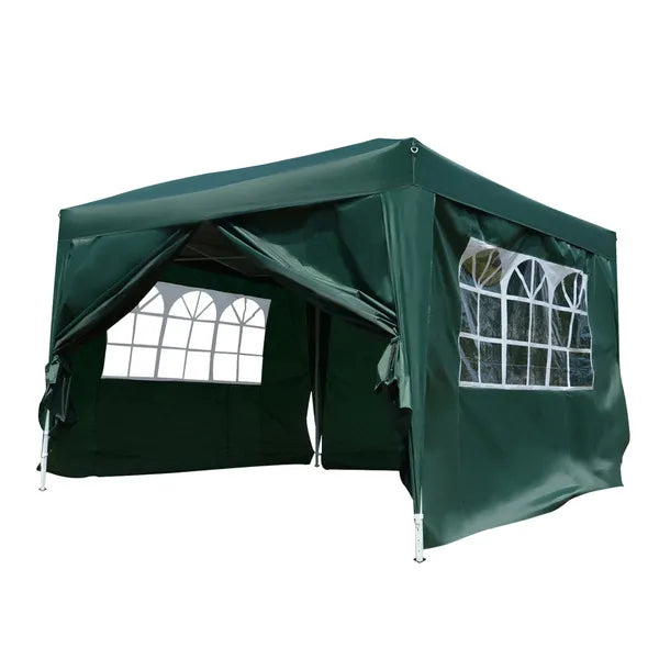 Outsunny Pop Up Water Resistant Gazebo - 3m x 3m - w/ Carry Bag - 2 Walls 2 Windows