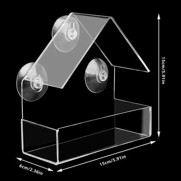 Window Viewing Wild Bird Feeder Feeding Station Stop Suction Cup Hanging Acrylic Perspex Clear