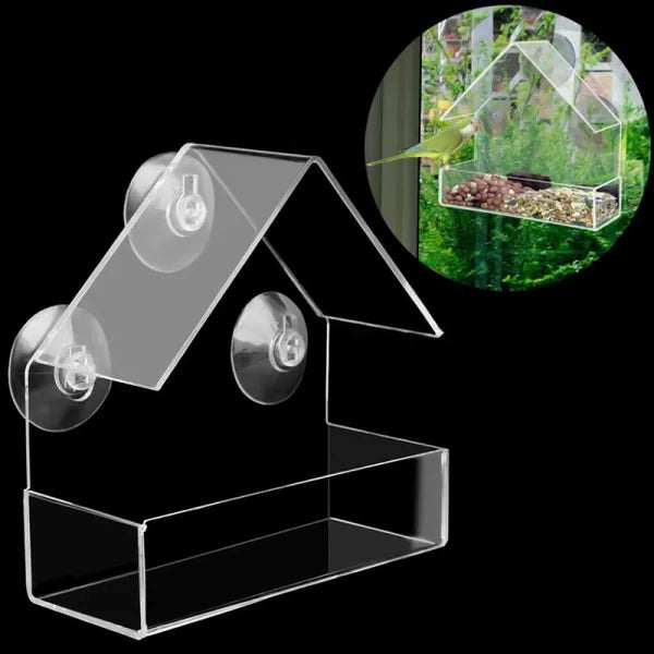 Window Viewing Wild Bird Feeder Feeding Station Stop Suction Cup Hanging Acrylic Perspex Clear
