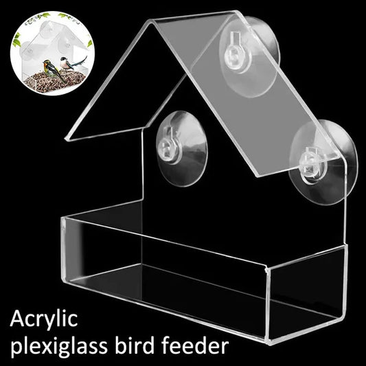 Window Viewing Wild Bird Feeder Feeding Station Stop Suction Cup Hanging Acrylic Perspex Clear