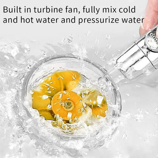 High Pressure Water Saving Hand Held Spray Nozzle Turbocharged Shower Head With Fan