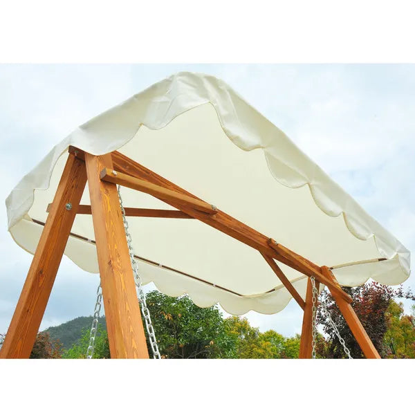 Wooden Garden Swing Chair Seat Bench Cream 3-Seater