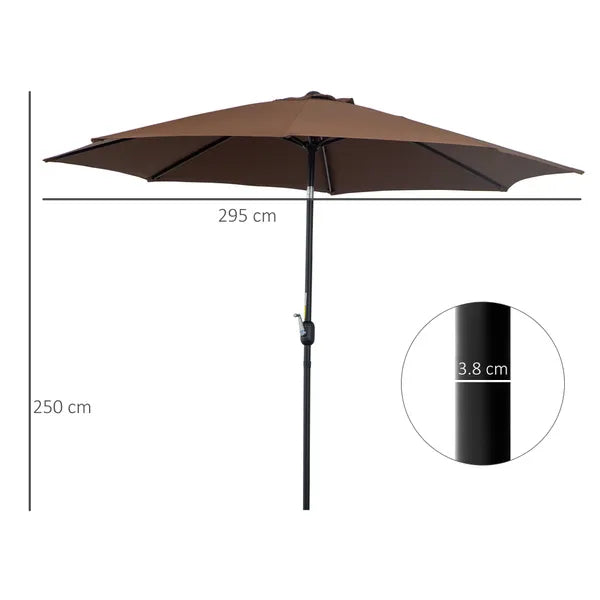 Outsunny The Sun Umbrella 9.84-ft Coffee Garden Patio Umbrella No-tilt
