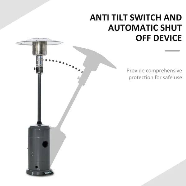 Outdoor Gas Patio Heater Standing Propane Heater w/ Wheels Dust Cover 12.5KW