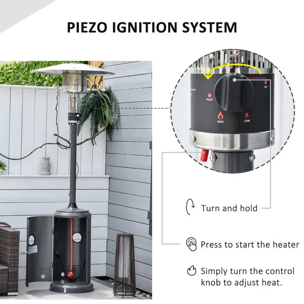Outdoor Gas Patio Heater Standing Propane Heater w/ Wheels Dust Cover 12.5KW
