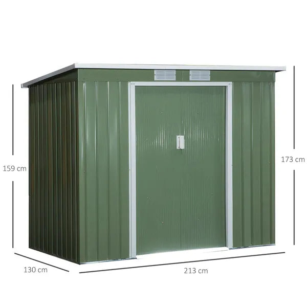 Outsunny 7 x 4ft Metal Garden Storage Shed w/ Double Door & Ventilation