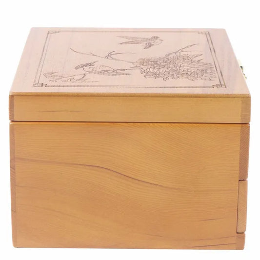 Walnut Colour Wood 2-layer Ring Necklace Wooden Jewellery Box with Mirror and Code Lock