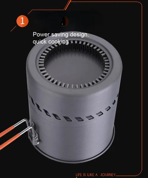 Bulin 1.5L Portable Outdoor Fast-Heating Pot Utensil Camping Traveling Tableware With Gas Stove for Cooking Hiking Picnic Set