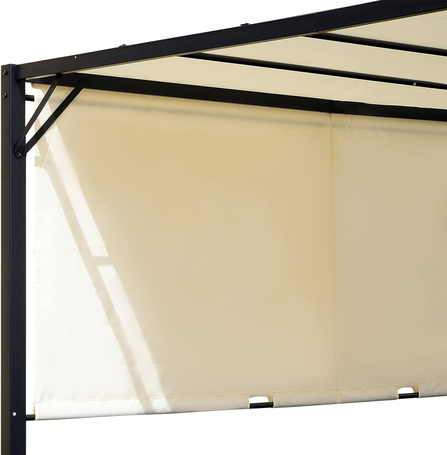 3 X 3 Meters Pergola with Retractable Sides, Garden Gazebo / Adjustable Sun Shade Canopy and Steel Frame, Cream