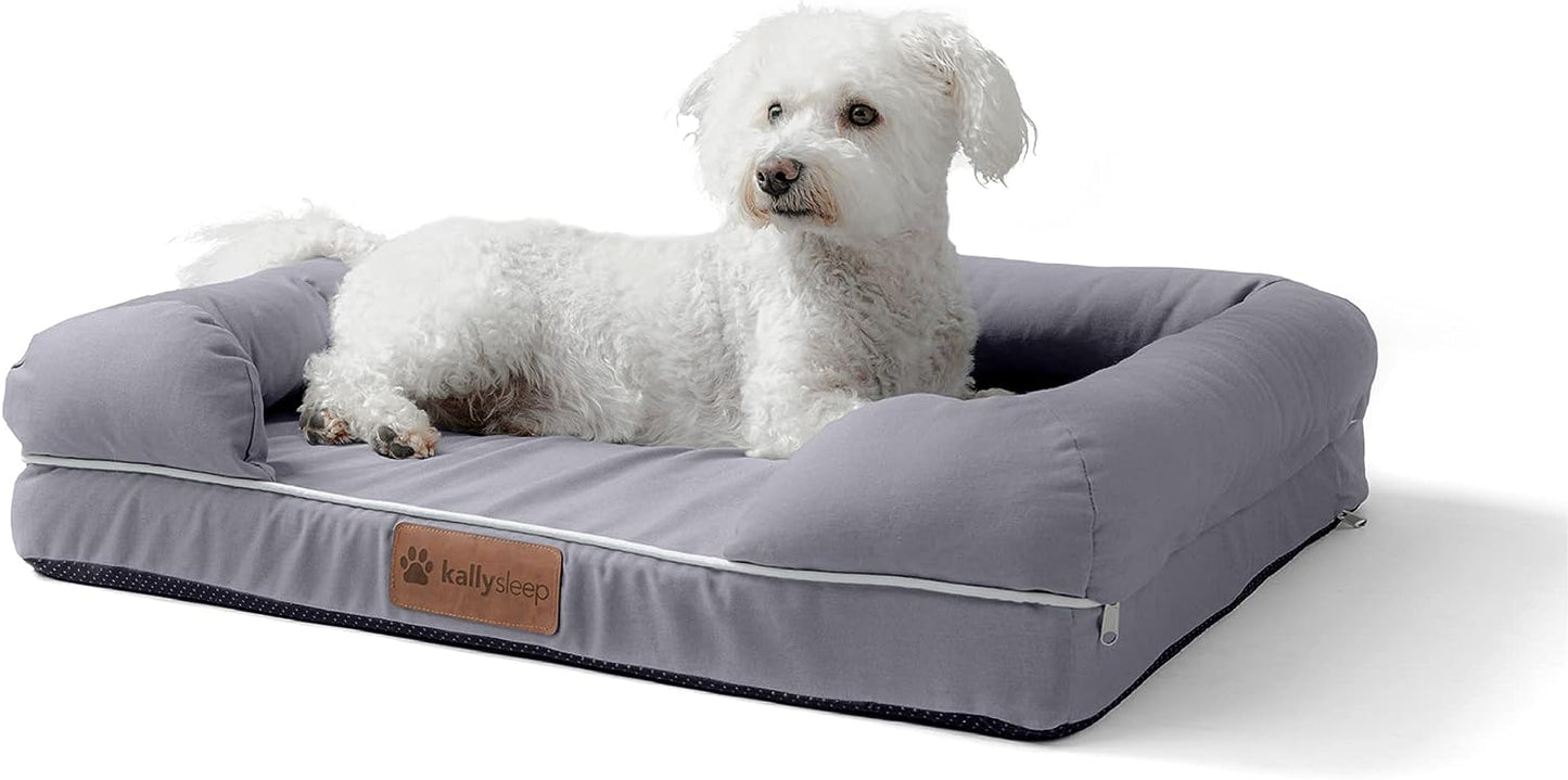 Kally Sleep Orthopaedic Memory Foam Dog Bed | Small/Medium | Grey | 50x63x20cm | Vet-Approved | 2-Year Guarantee